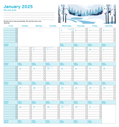 Financial Wall Calendar 2025